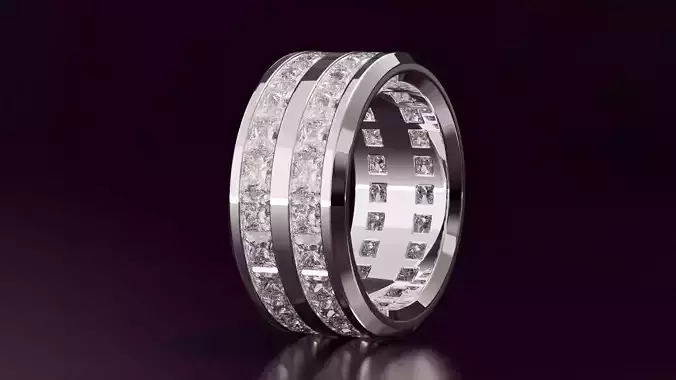 2line princess cut eternity ring 52EU size