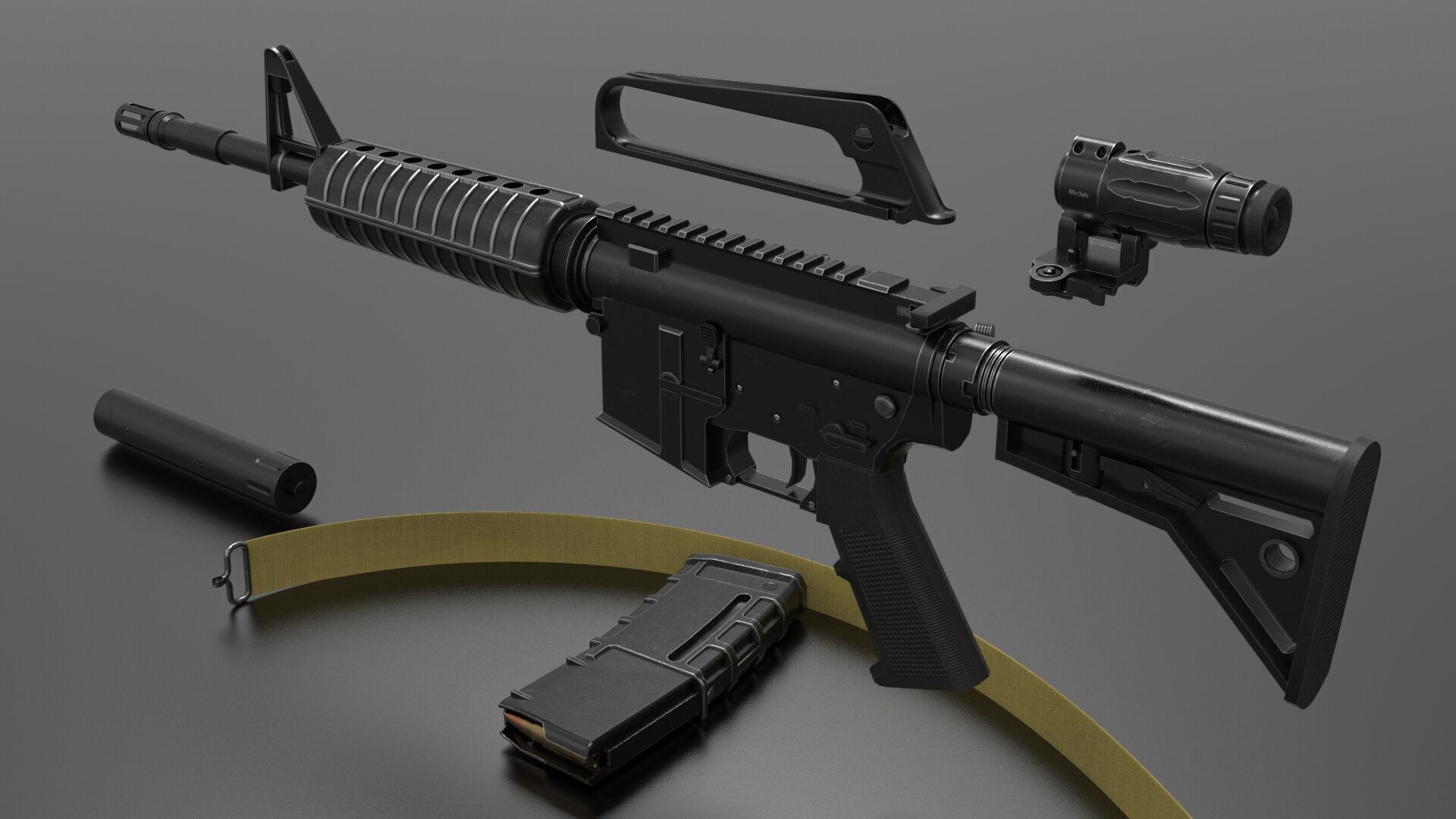 m16A2 Fps - Tps Low-poly 3D model_1