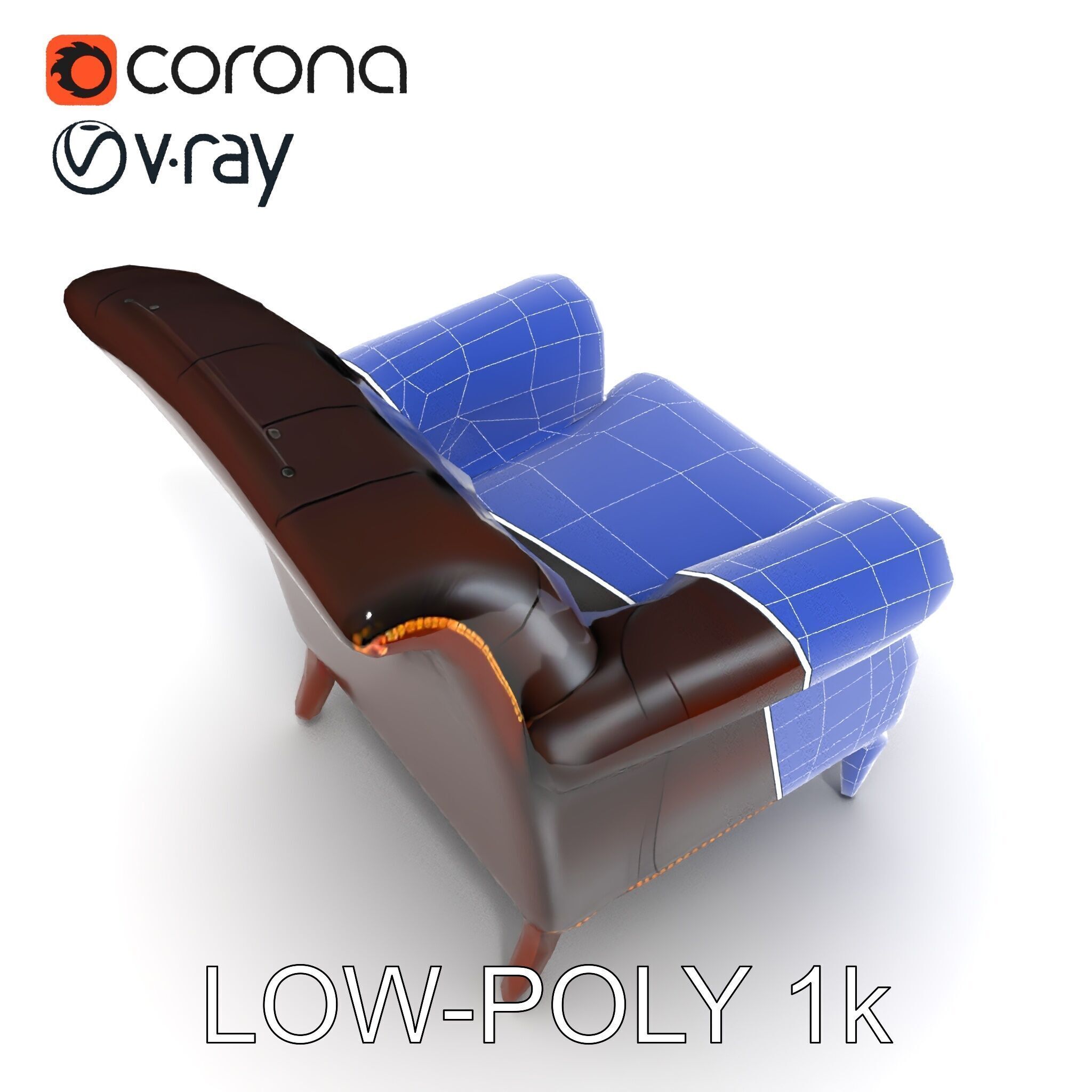 Classic Chesterfield Armchair Model Pack Low-poly 3D model_31