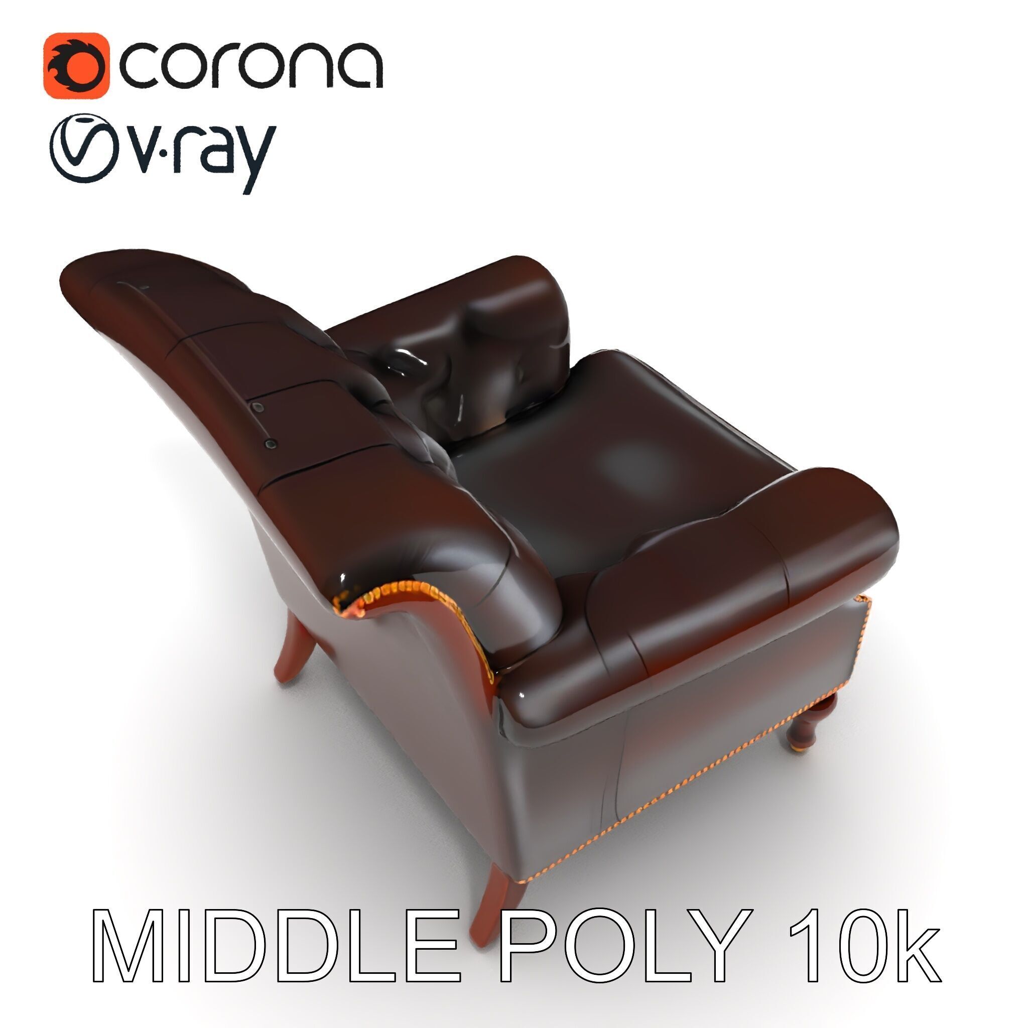 Classic Chesterfield Armchair Model Pack Low-poly 3D model_27