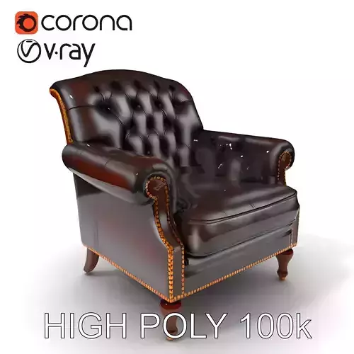 Classic Chesterfield Armchair Model Pack Low-poly 3D model