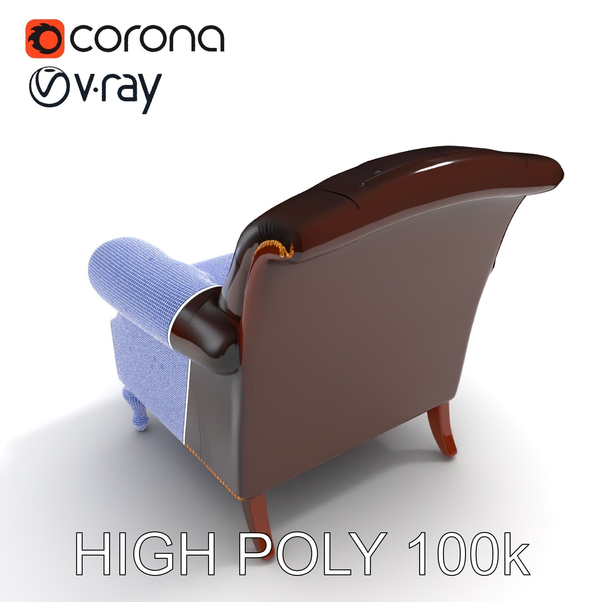 Classic Chesterfield Armchair Model Pack Low-poly 3D model_29