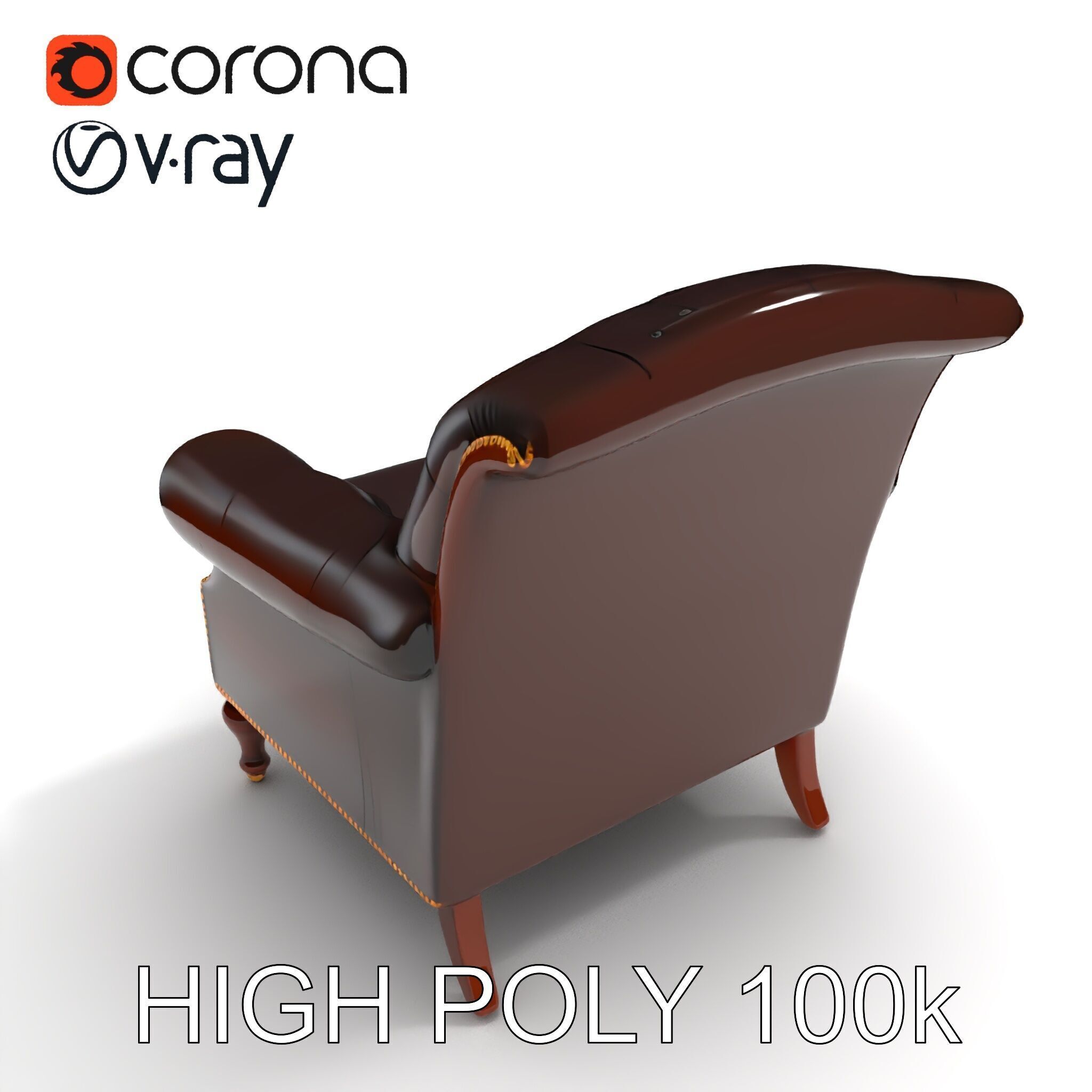Classic Chesterfield Armchair Model Pack Low-poly 3D model_35