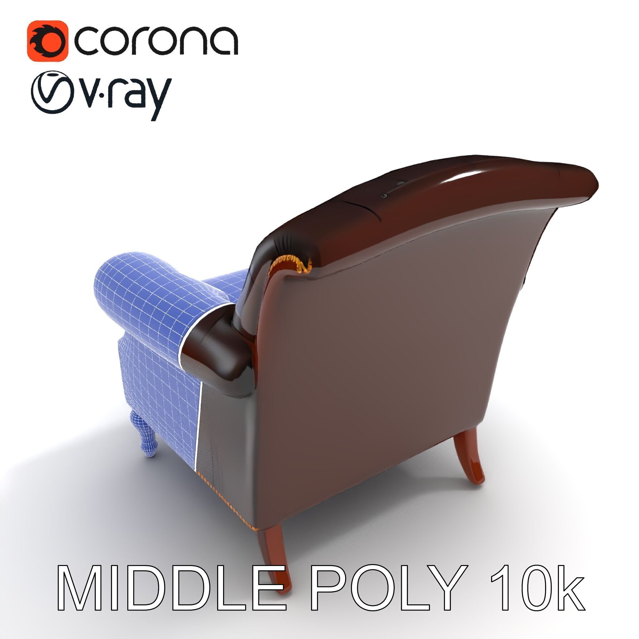 Classic Chesterfield Armchair Model Pack Low-poly 3D model_24