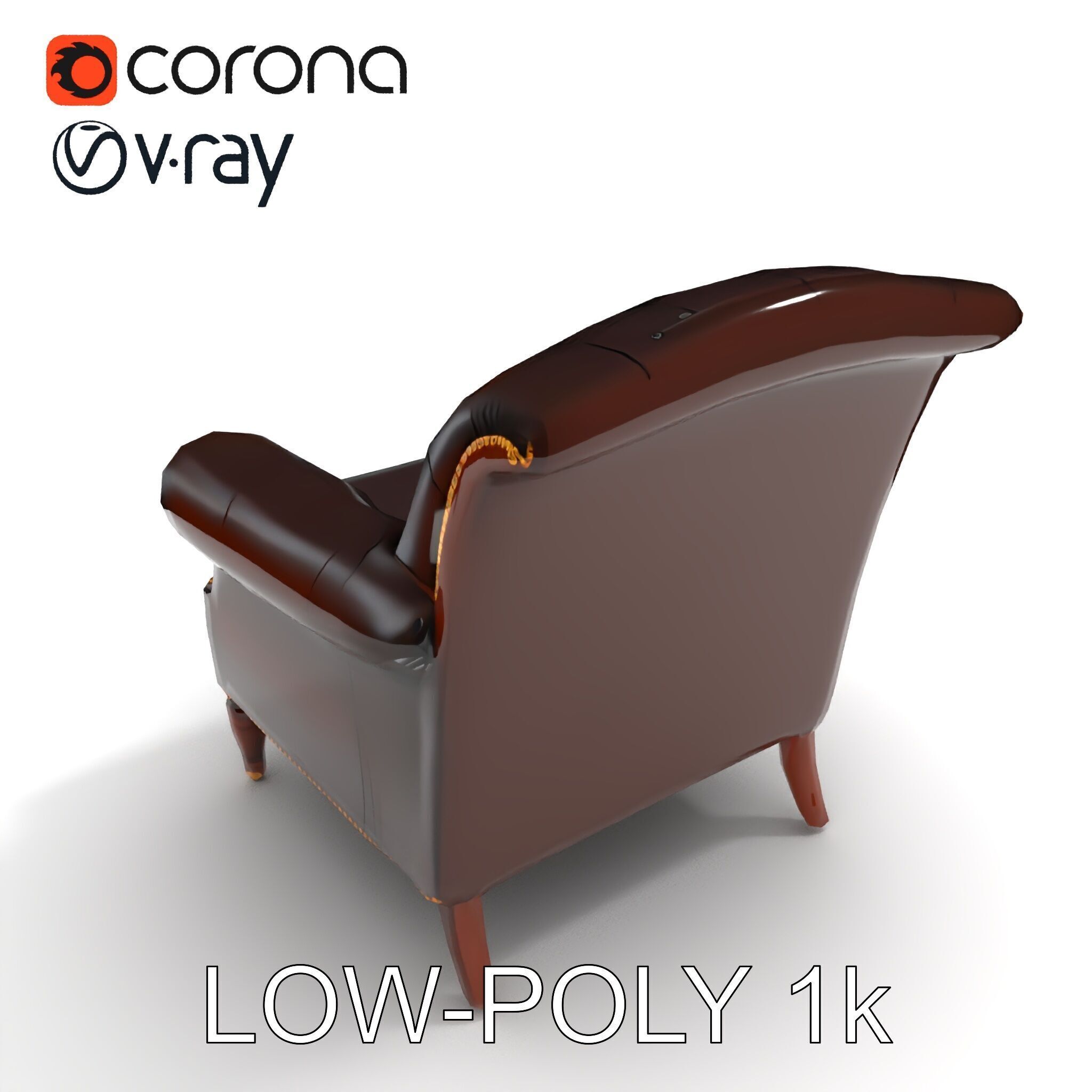 Classic Chesterfield Armchair Model Pack Low-poly 3D model_22