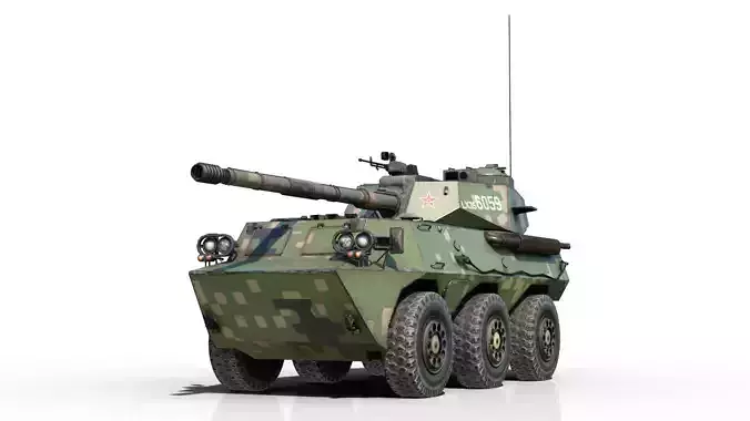 4 coatings of Chinese Army PTL-02 Wheeled Tank Destroyer PTL02 Low-poly 3D model