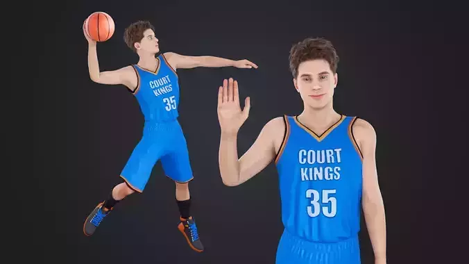 Basketball players Low-poly 3D model