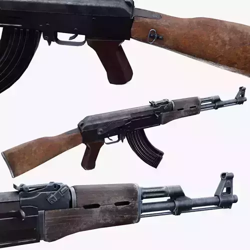 Old AK 47 Low-poly 3D model