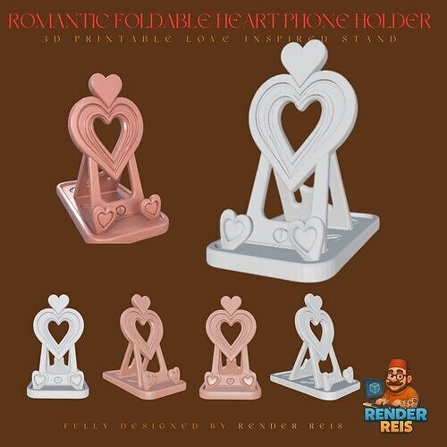 Romantic Heart Phone Holder3 3D print model
