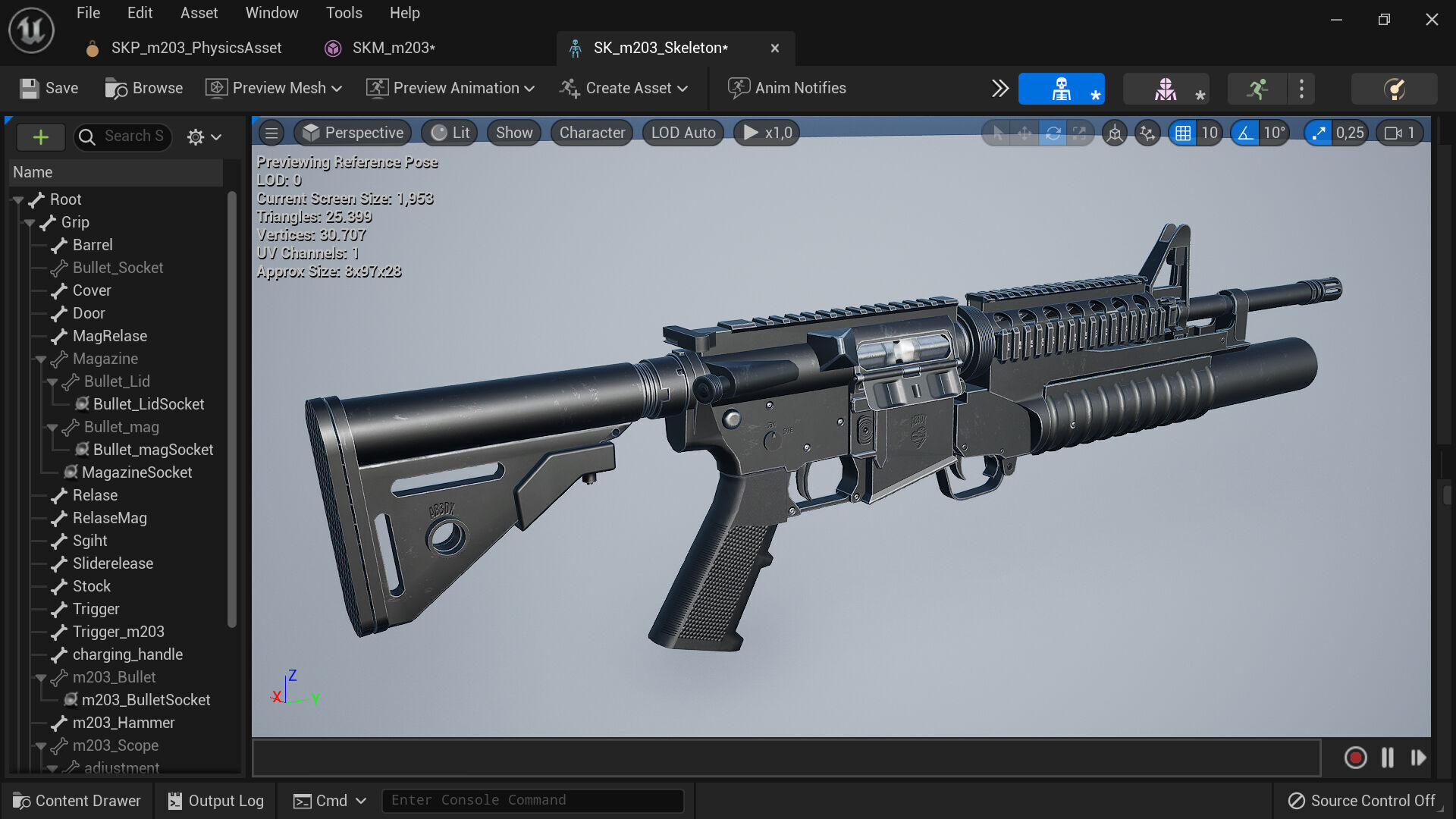 M203 Grenade Launcher Fps-Tps Low-poly 3D model_12