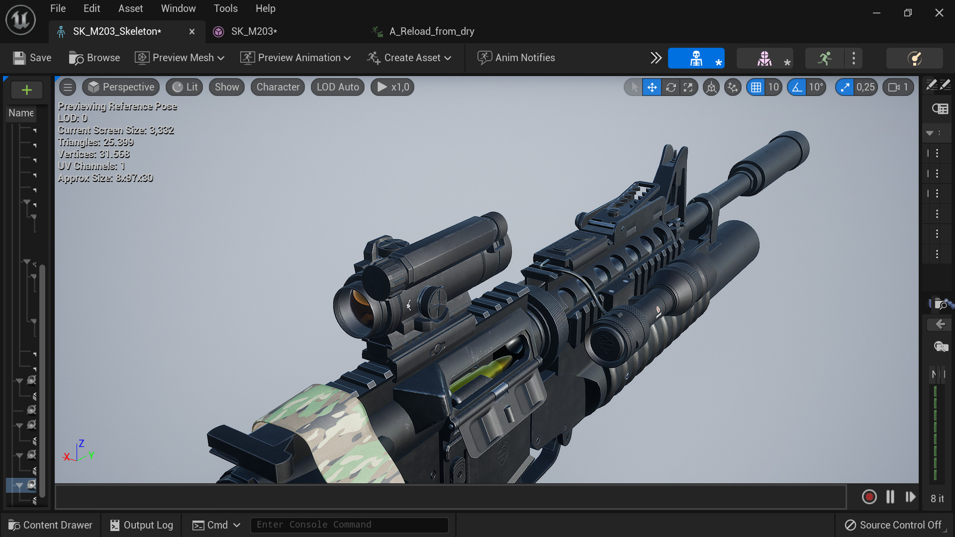 M203 Grenade Launcher Fps-Tps Low-poly 3D model_11