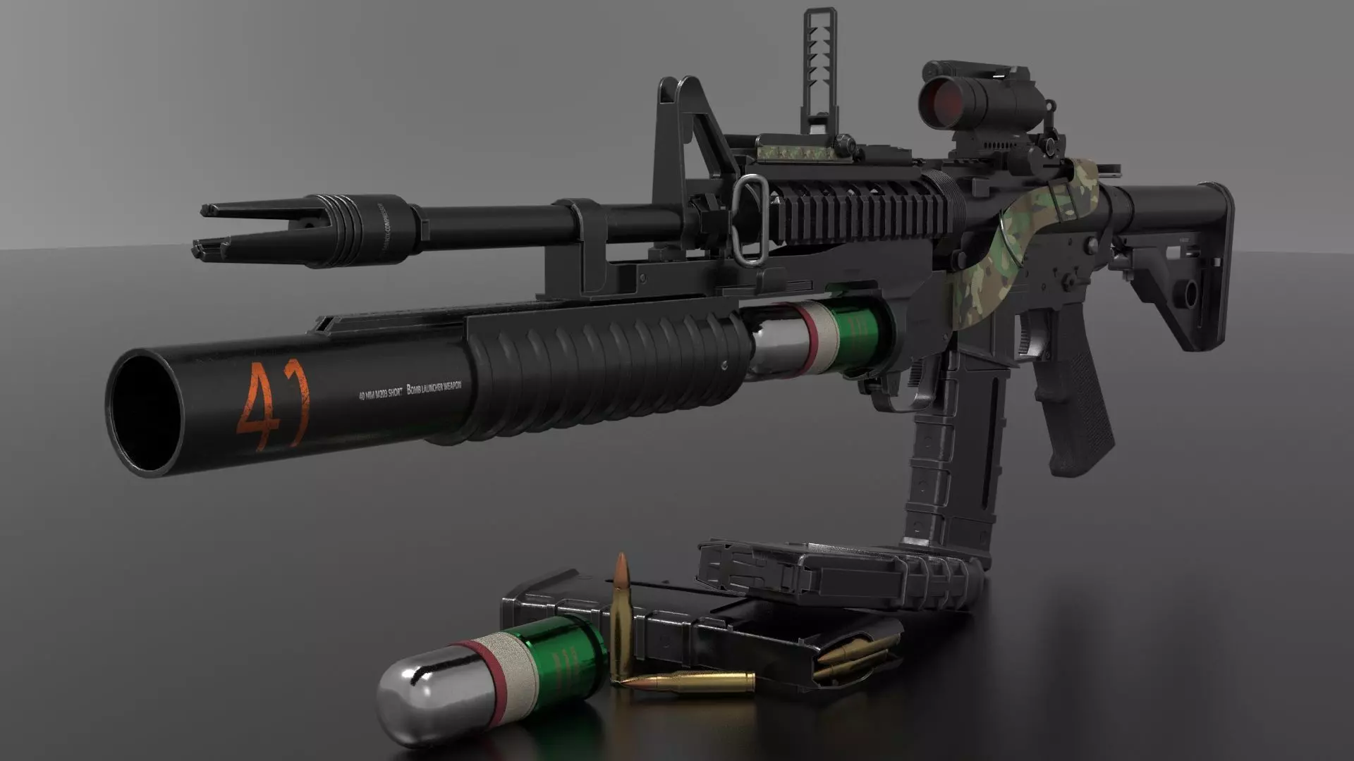 M203 Grenade Launcher Fps-Tps Low-poly 3D model_0