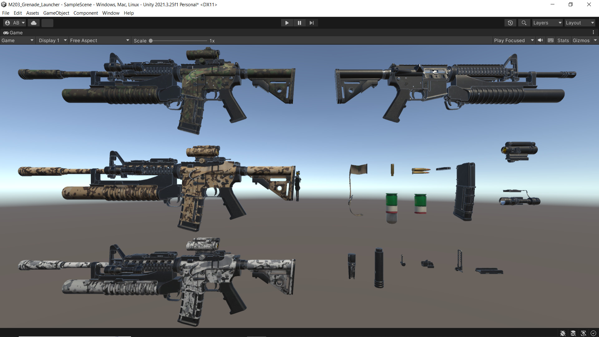 M203 Grenade Launcher Fps-Tps Low-poly 3D model_16