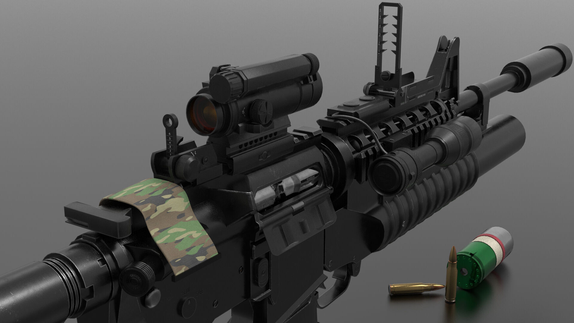 M203 Grenade Launcher Fps-Tps Low-poly 3D model_2