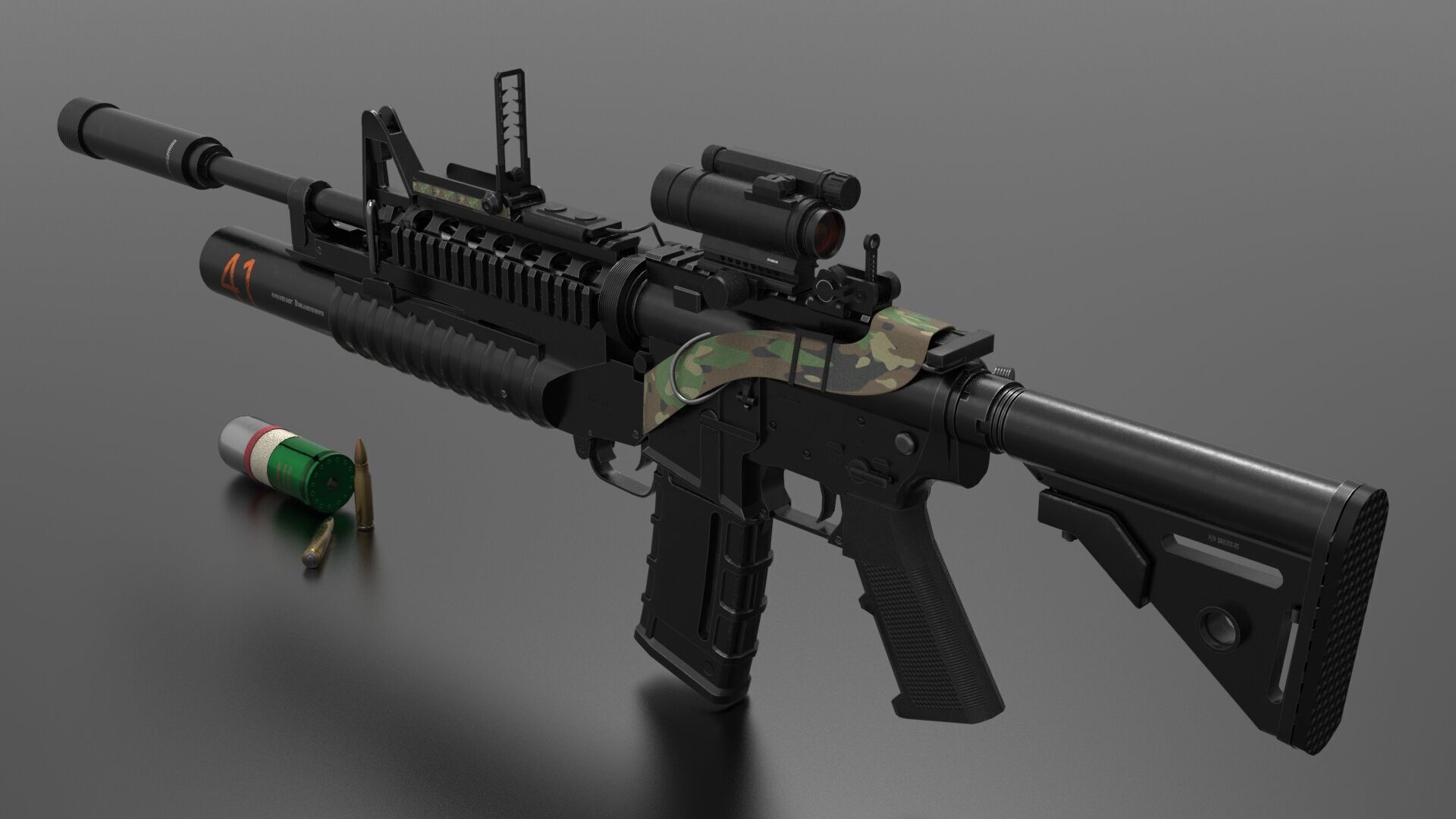 M203 Grenade Launcher Fps-Tps Low-poly 3D model_3