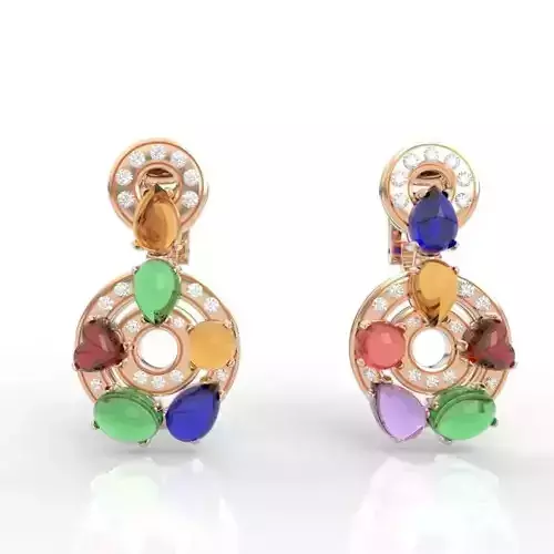 Colorful Gemstone Halo Drop Earrings