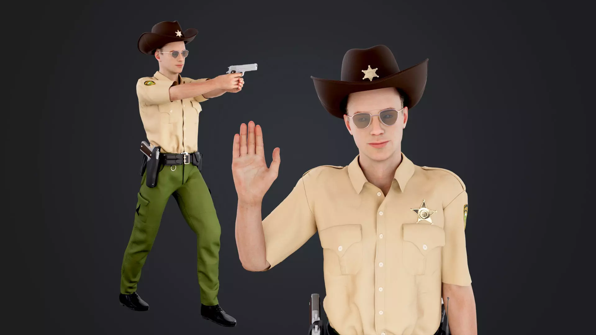 Sheriff Low-poly 3D model_0