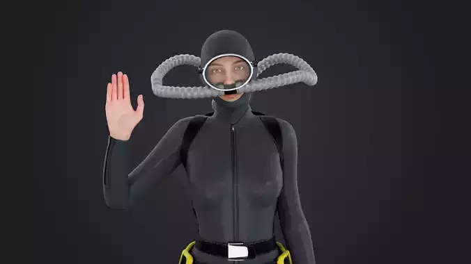 Scuba Diver Diving Suit Low-poly 3D model