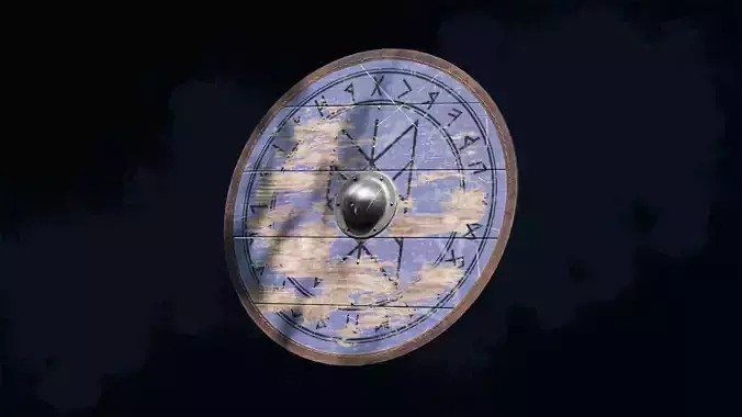 Viking shield 6 - War-Torn Low-poly 3D model
