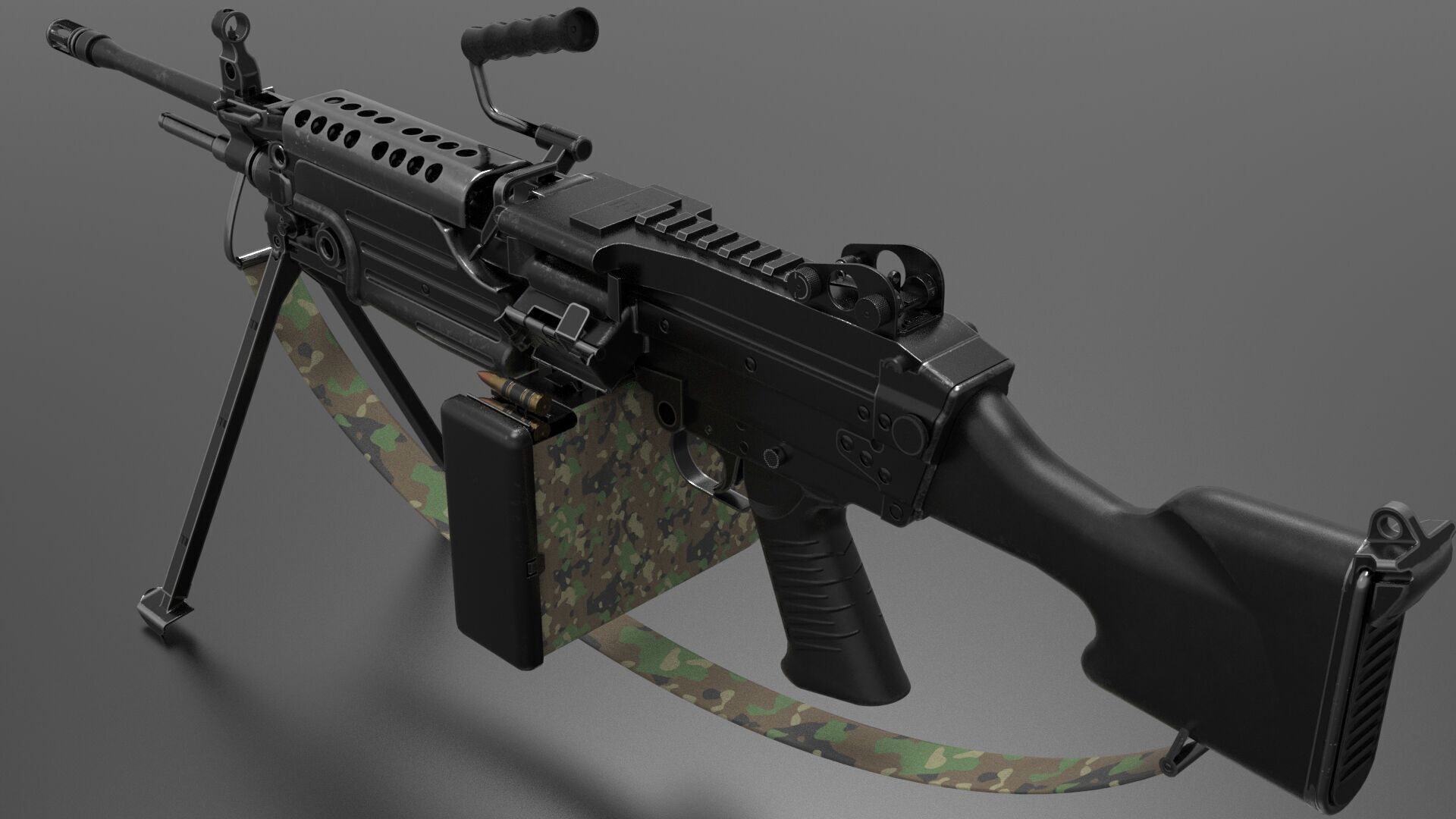 M249 Light Machine Gun LMG Fps - Tps Low-poly 3D model_3