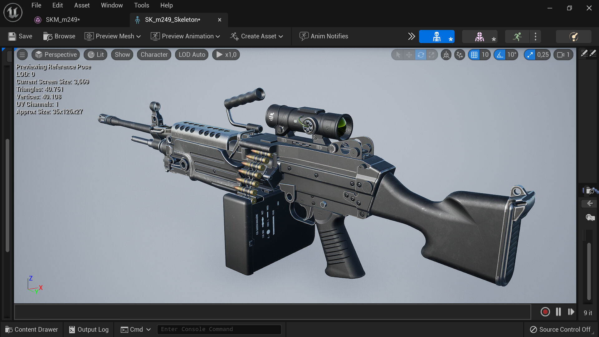 M249 Light Machine Gun LMG Fps - Tps Low-poly 3D model_9