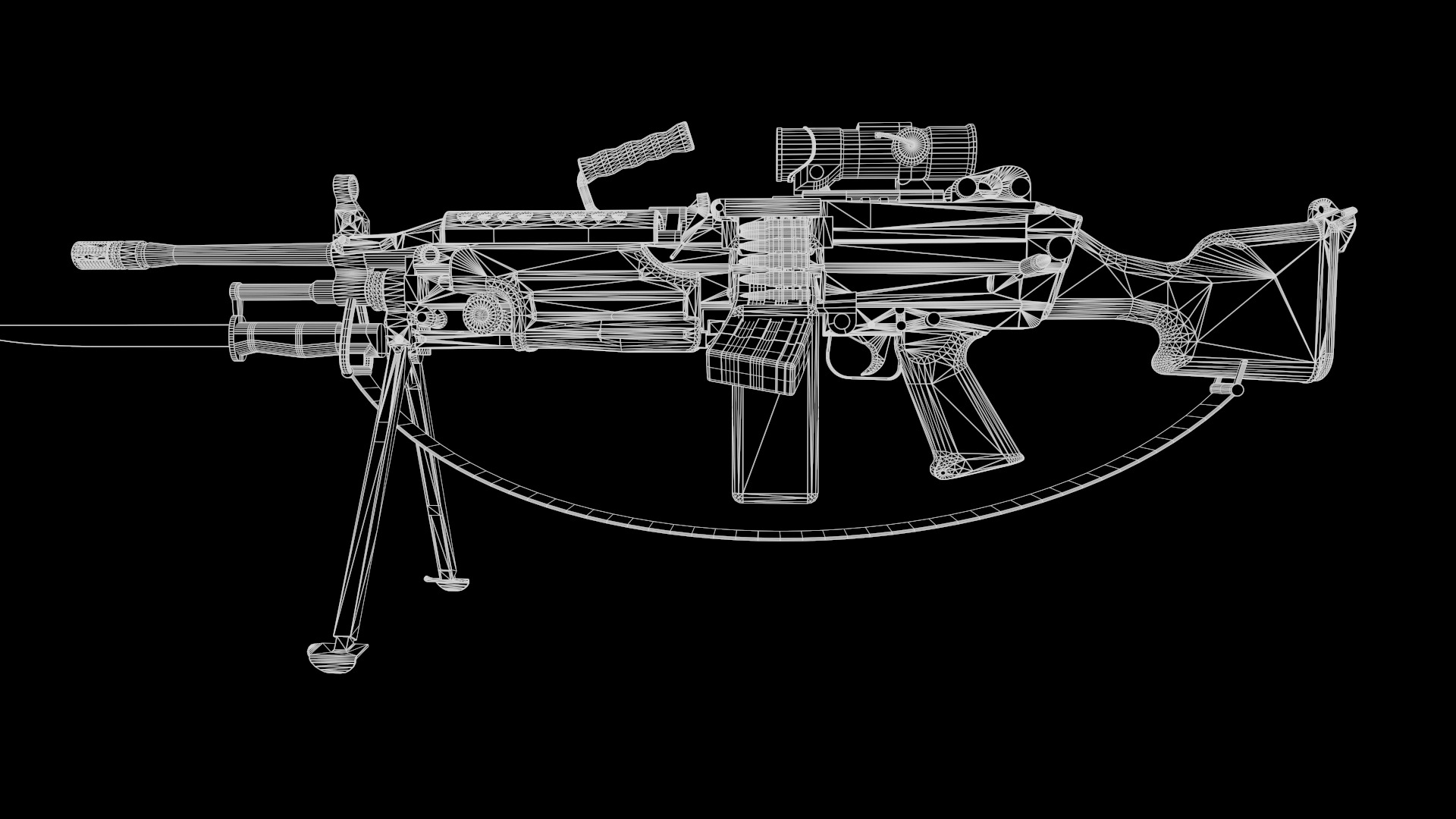 M249 Light Machine Gun LMG Fps - Tps Low-poly 3D model_17