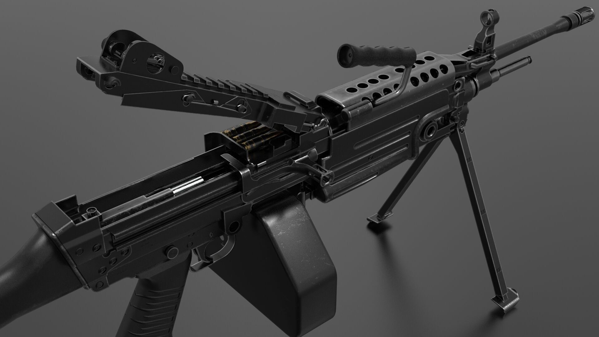 M249 Light Machine Gun LMG Fps - Tps Low-poly 3D model_4