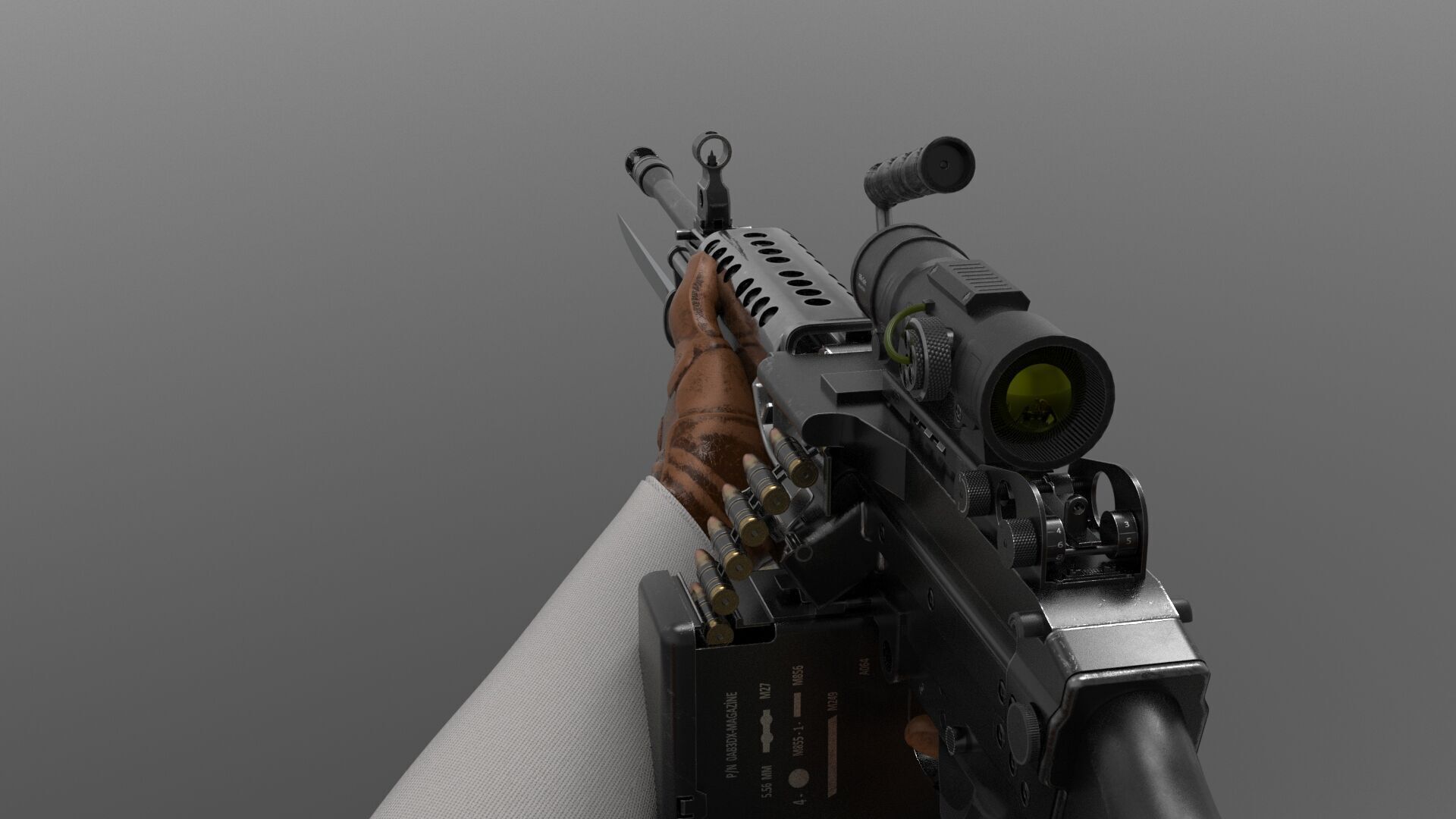M249 Light Machine Gun LMG Fps - Tps Low-poly 3D model_5