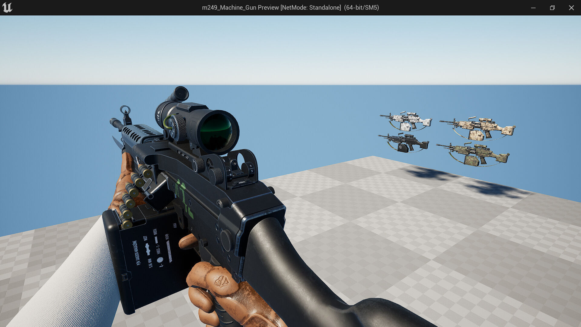 M249 Light Machine Gun LMG Fps - Tps Low-poly 3D model_12