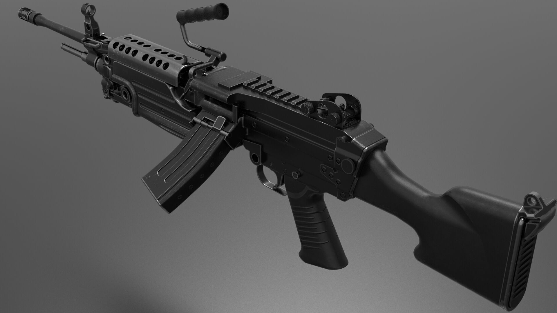 M249 Light Machine Gun LMG Fps - Tps Low-poly 3D model_2