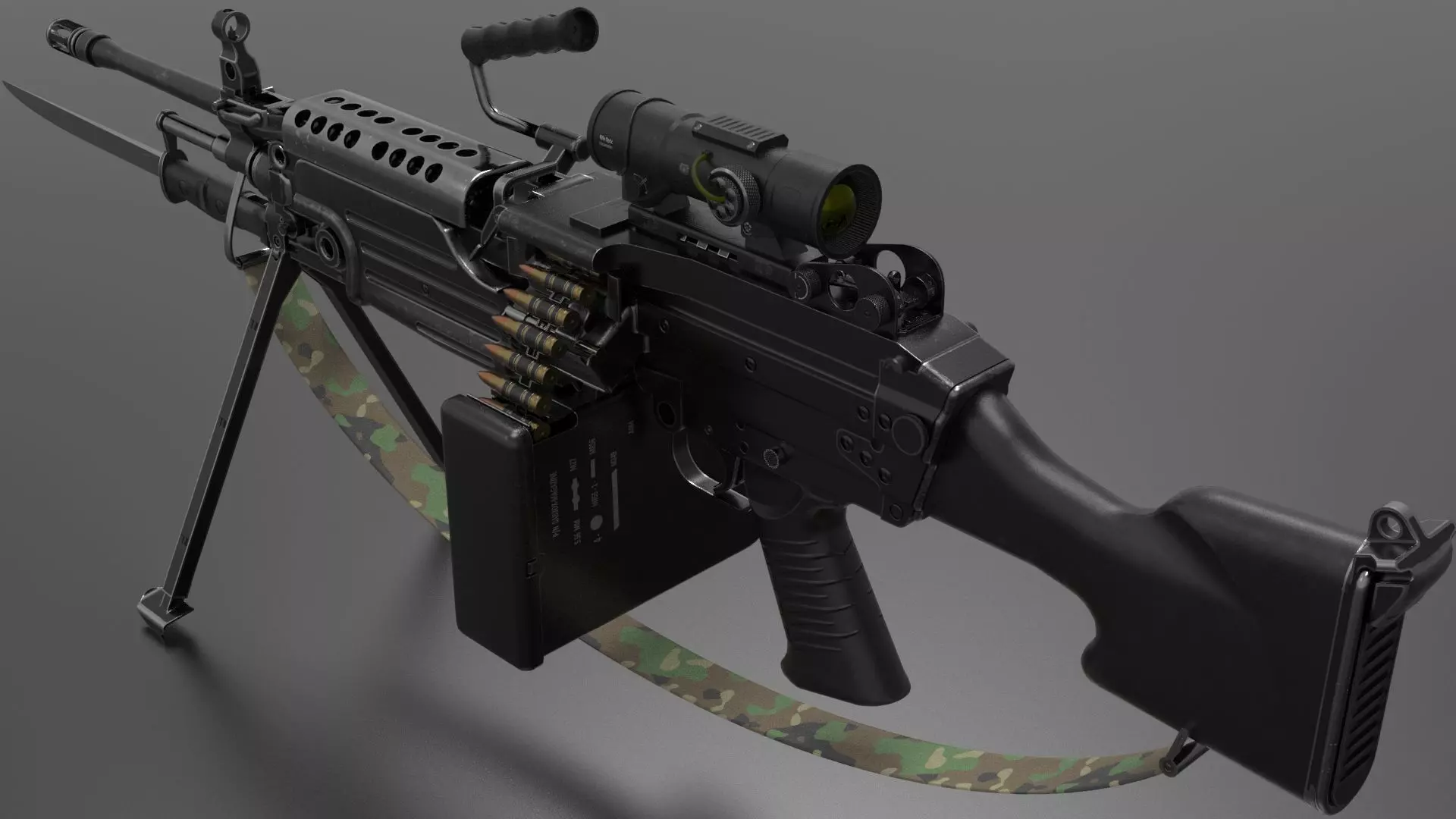 M249 Light Machine Gun LMG Fps - Tps Low-poly 3D model_0