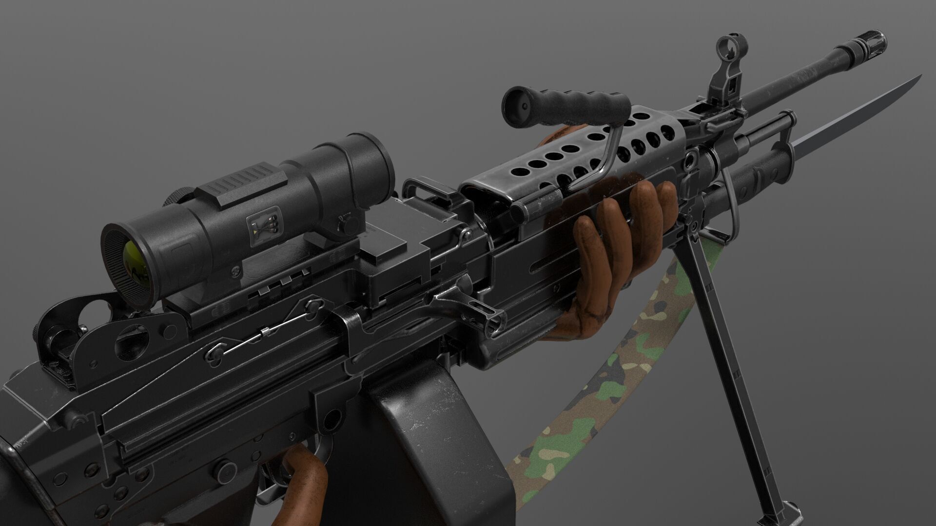 M249 Light Machine Gun LMG Fps - Tps Low-poly 3D model_6