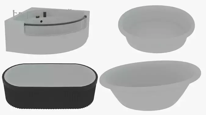 Modern Bathtub Set 4 Stylish 3D Models for Interior Design