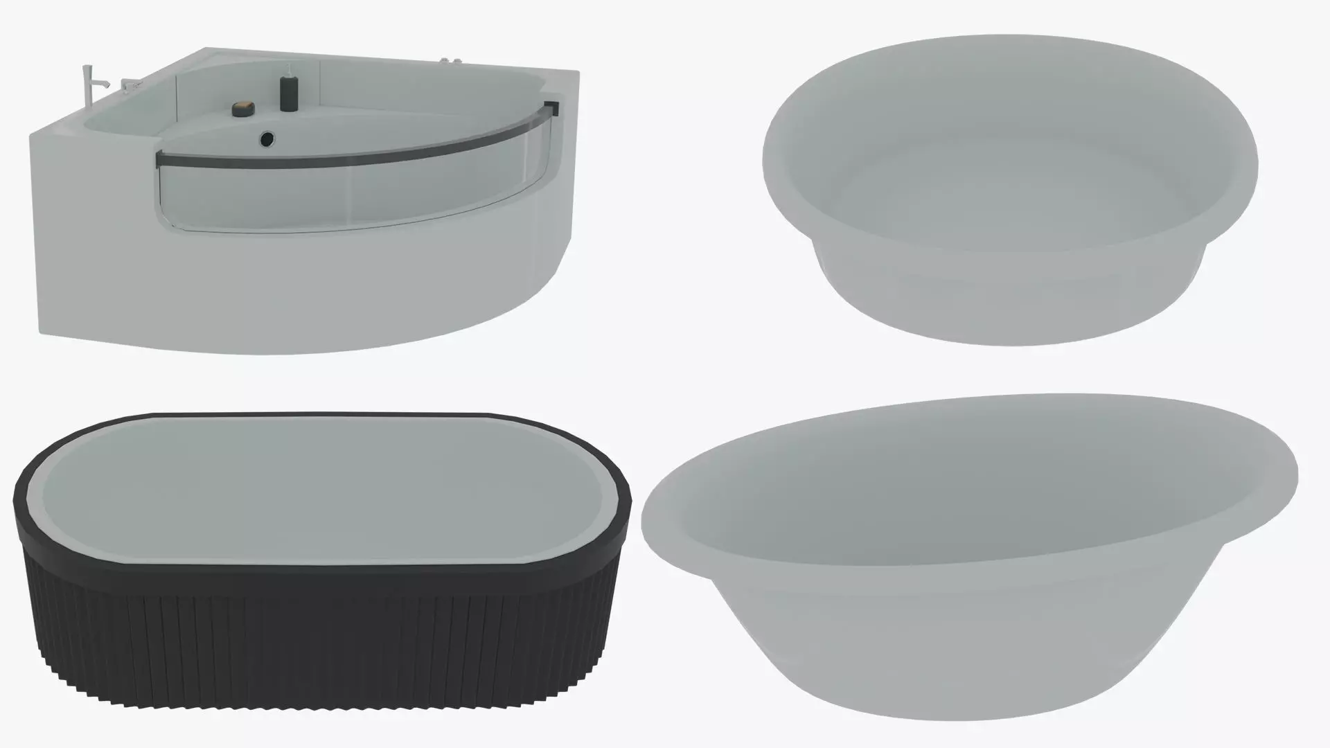 Modern Bathtub Set 4 Stylish 3D Models for Interior Design 3D model_0