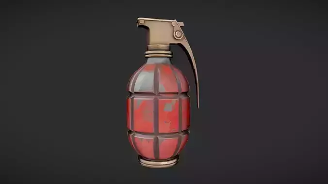 red hand grenade with worn paint