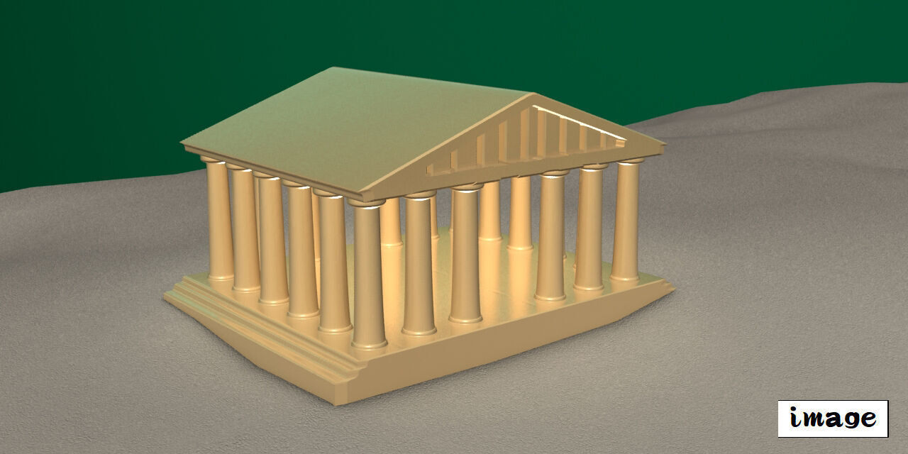 Aquarium Ornaments greek temple Free 3D print model_16