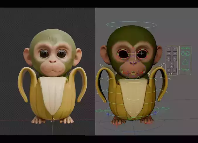 Baby Chimpanzini Bananini Italian Brainrot Fully Rigged 4K Low-poly 3D model