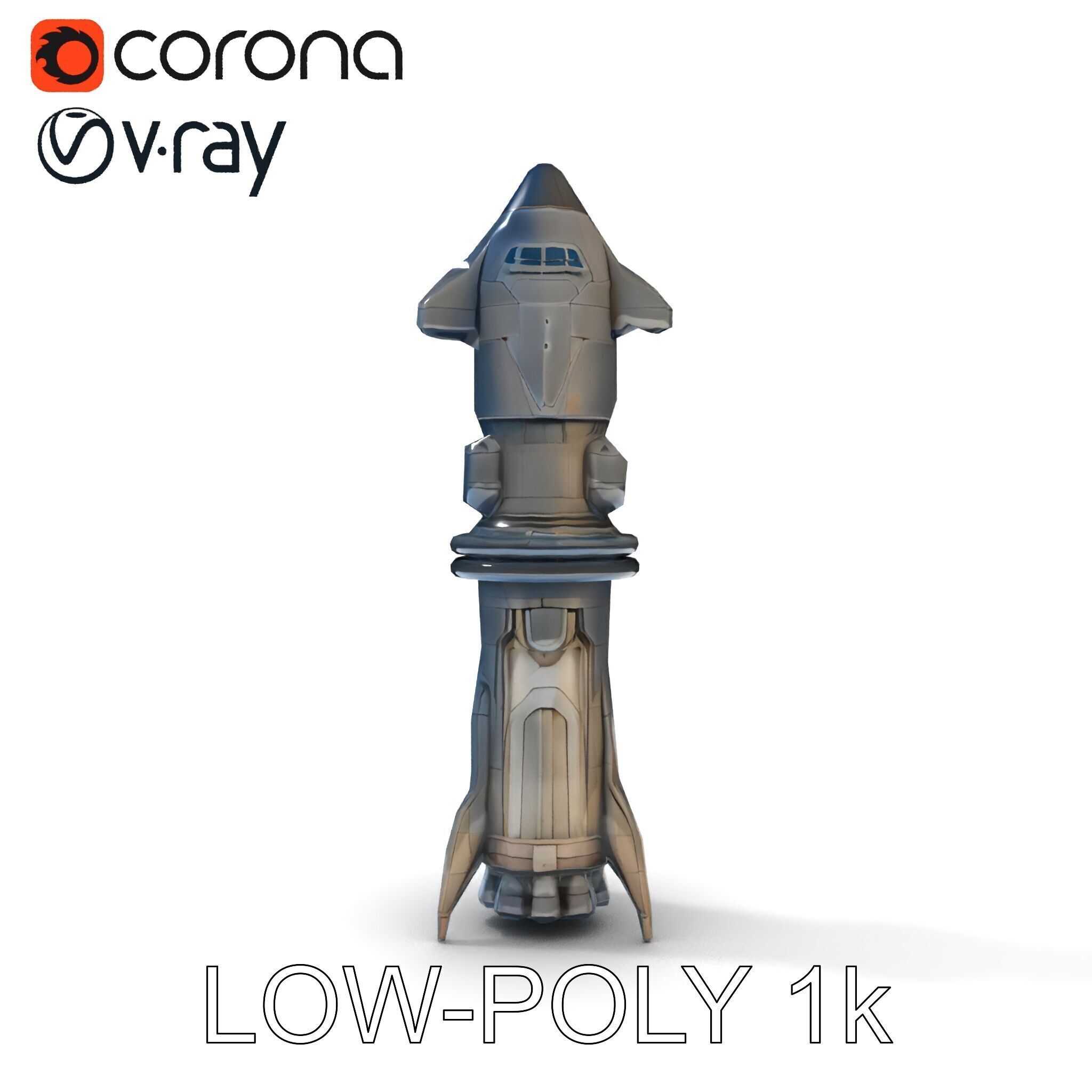 Futuristic Spaceship Model Pack for Gaming and Animation Low-poly 3D model_7