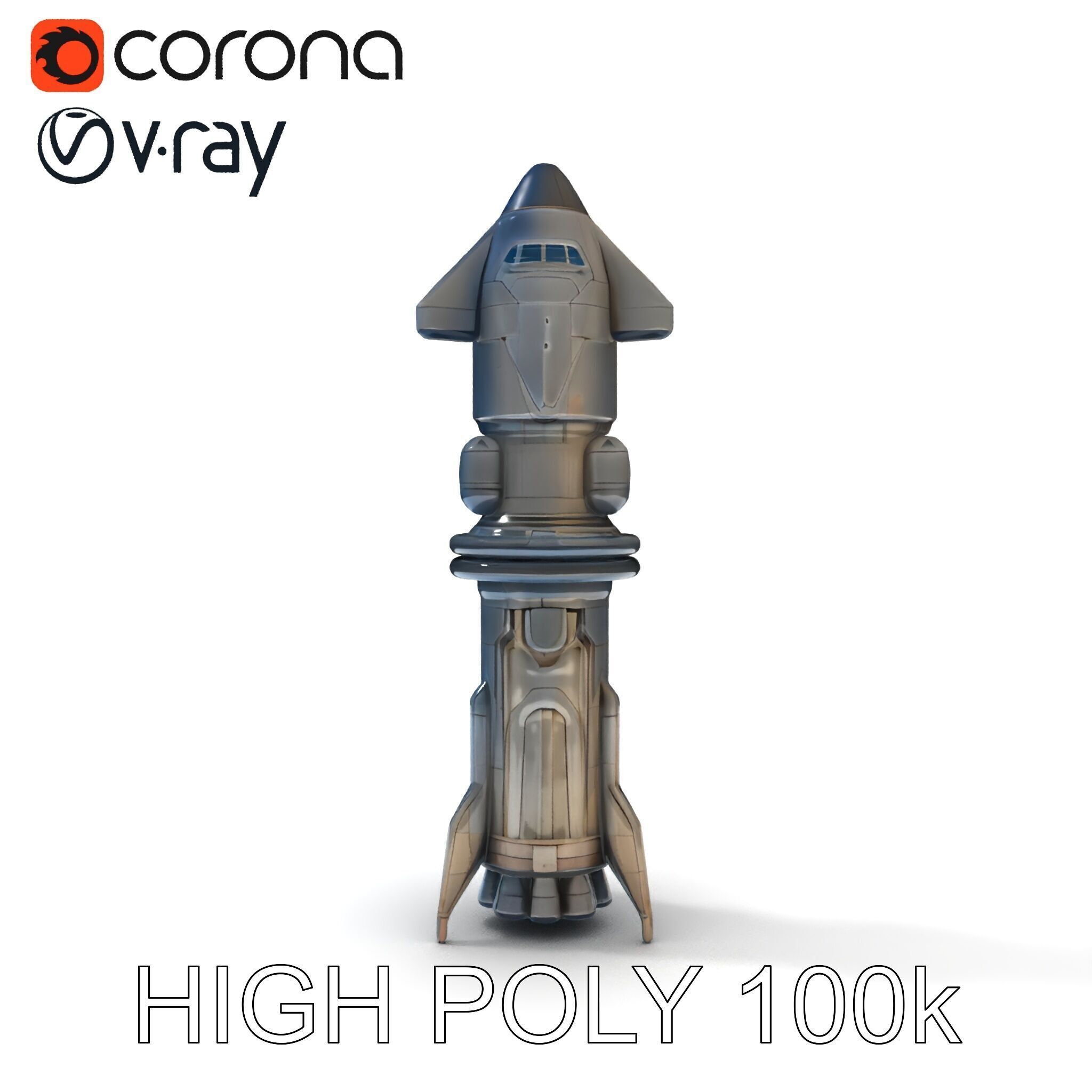 Futuristic Spaceship Model Pack for Gaming and Animation Low-poly 3D model_35