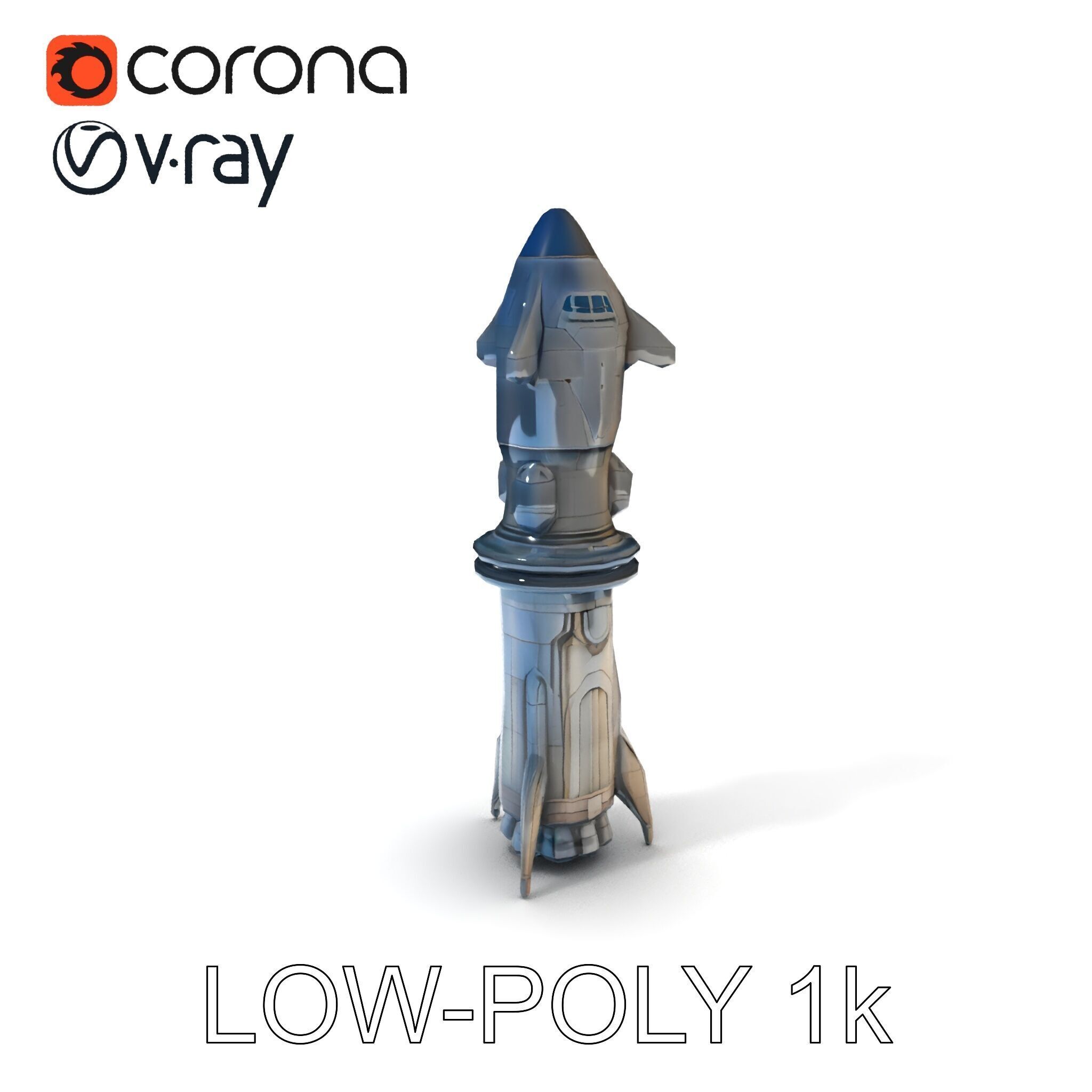 Futuristic Spaceship Model Pack for Gaming and Animation Low-poly 3D model_28