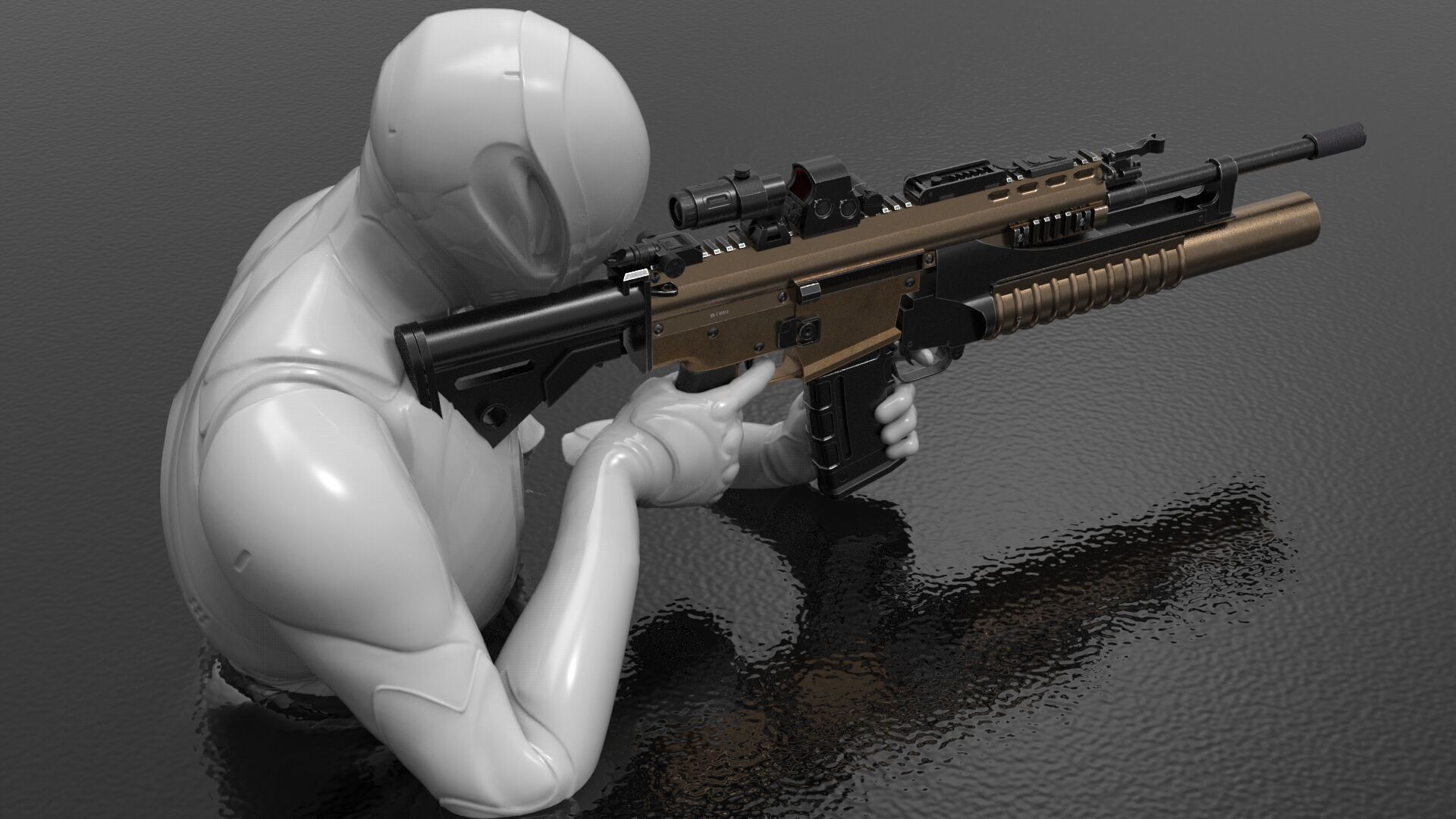 MK2 Grenade Launcher Fps - Tps Low-poly 3D model_7