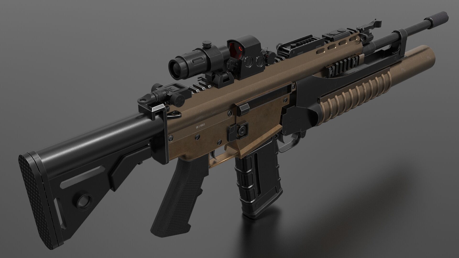 MK2 Grenade Launcher Fps - Tps Low-poly 3D model_2