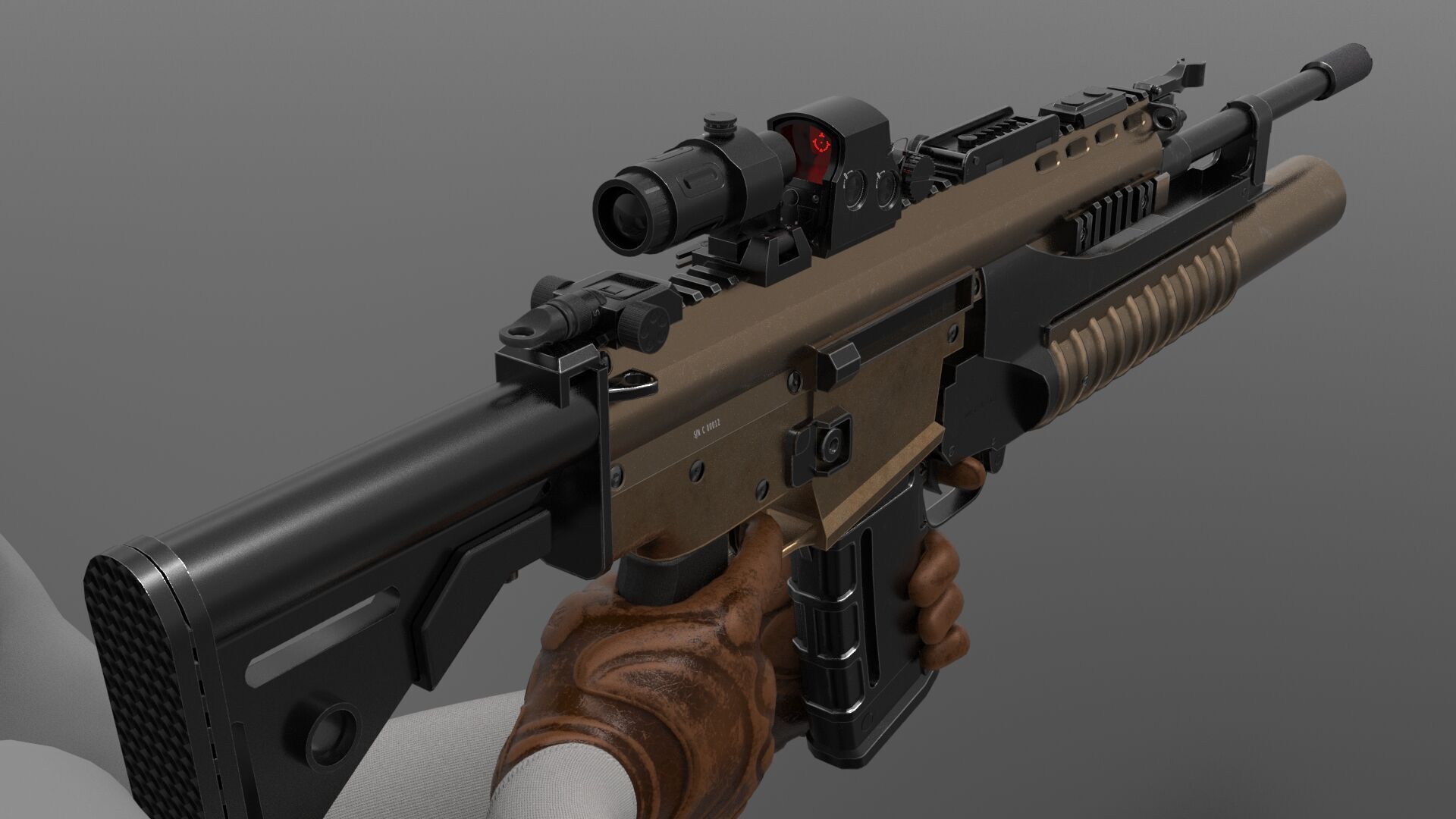 MK2 Grenade Launcher Fps - Tps Low-poly 3D model_5