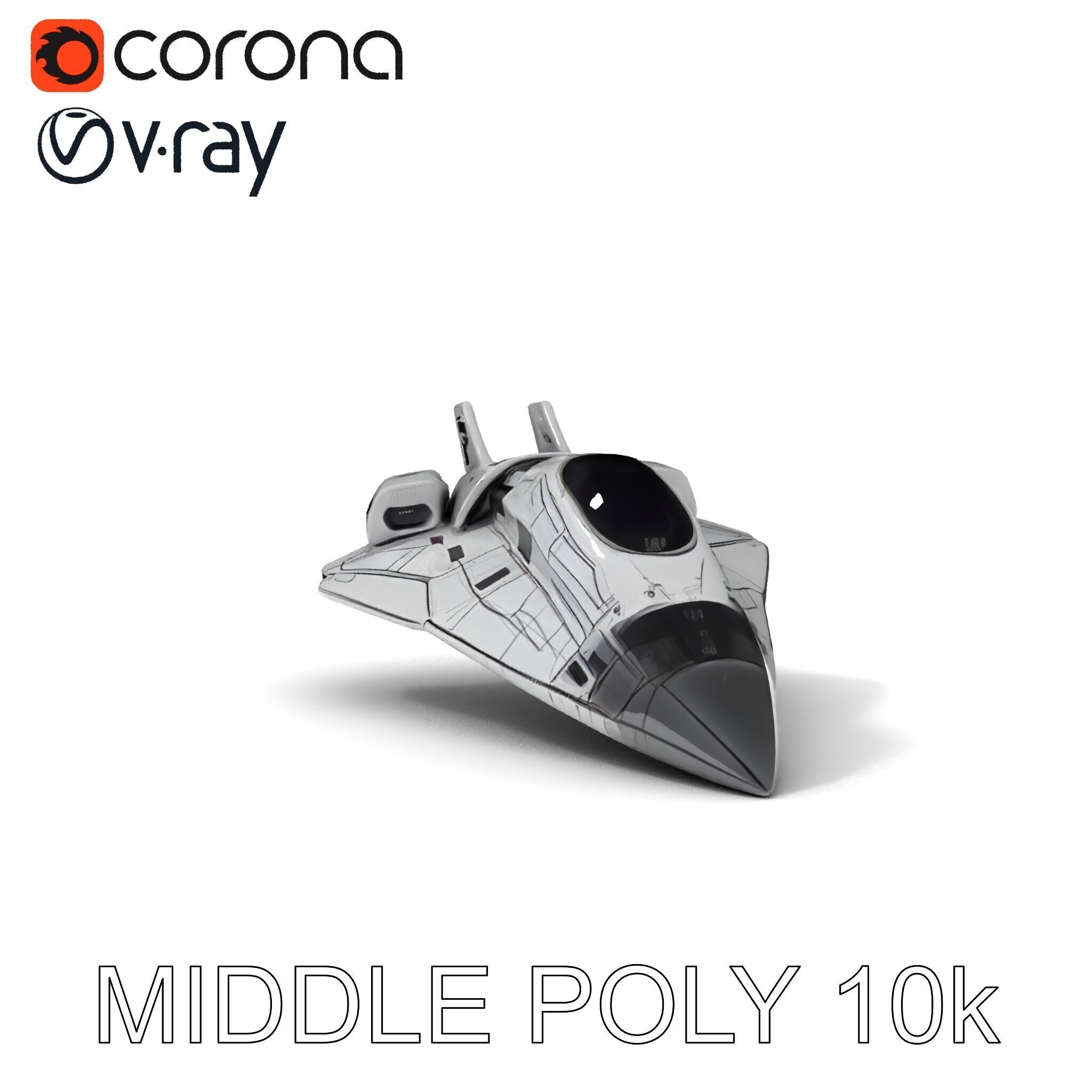 Futuristic Spacecraft Model Pack with Detailed Textures Low-poly 3D model_27