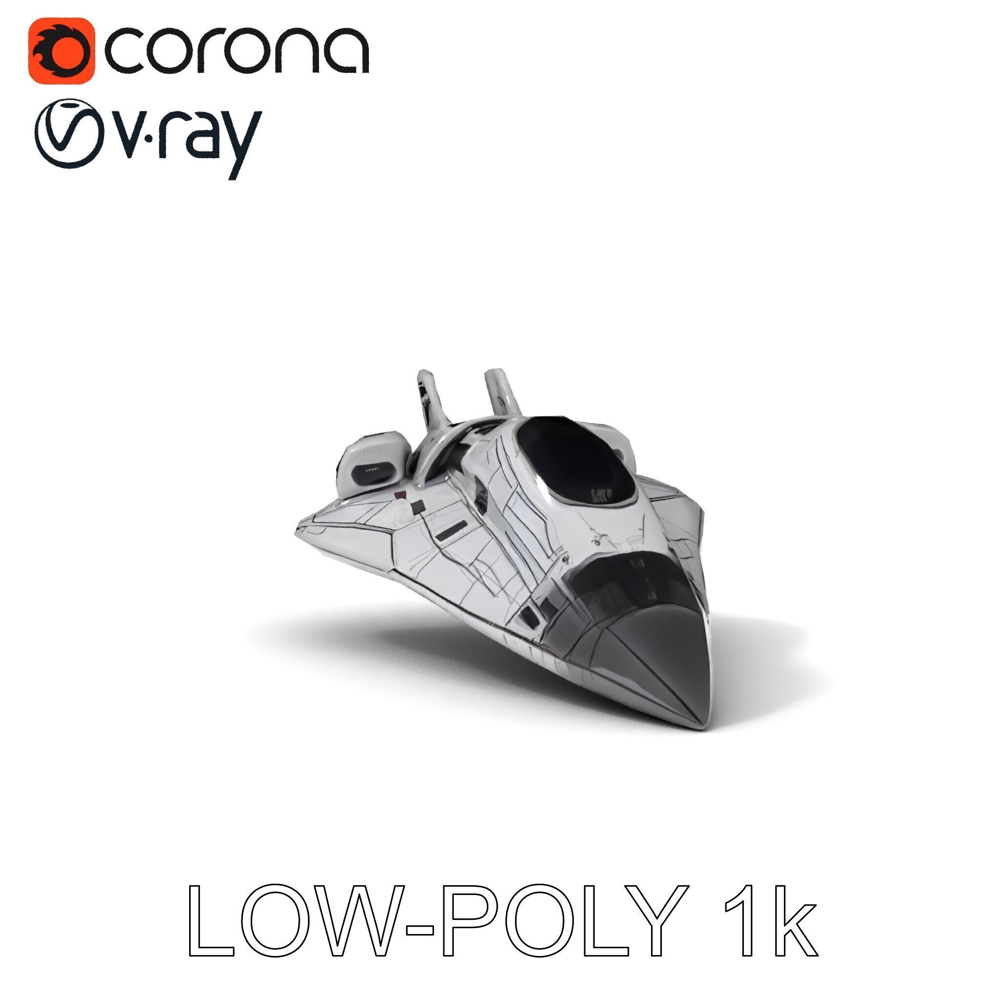 Futuristic Spacecraft Model Pack with Detailed Textures Low-poly 3D model_16