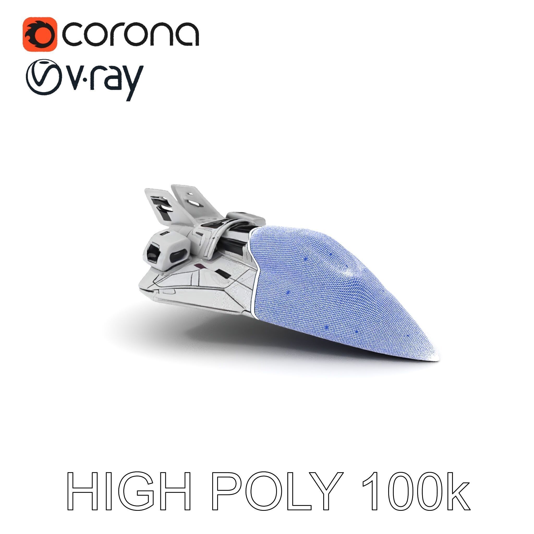 Futuristic Spacecraft Model Pack with Detailed Textures Low-poly 3D model_3