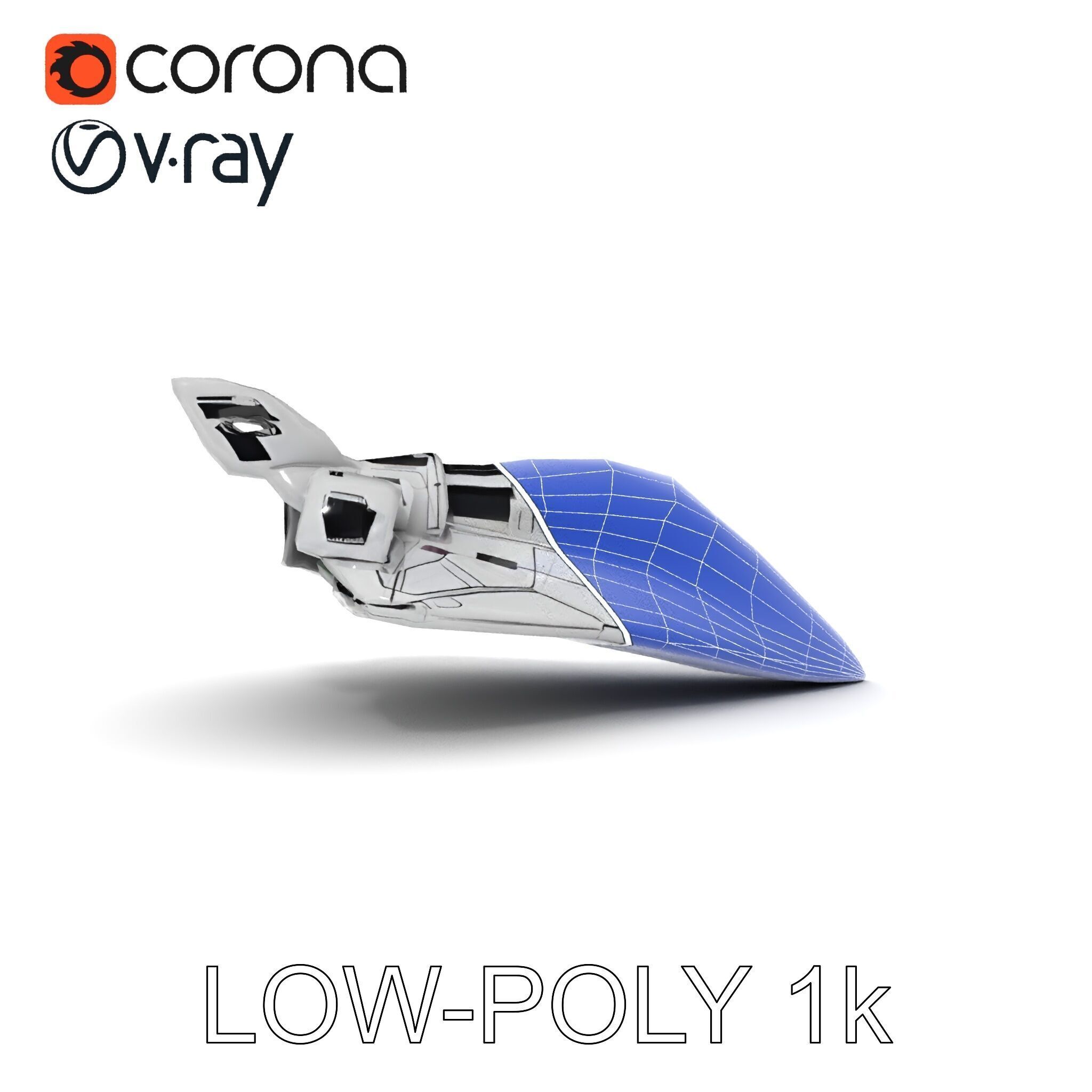 Futuristic Spacecraft Model Pack with Detailed Textures Low-poly 3D model_10