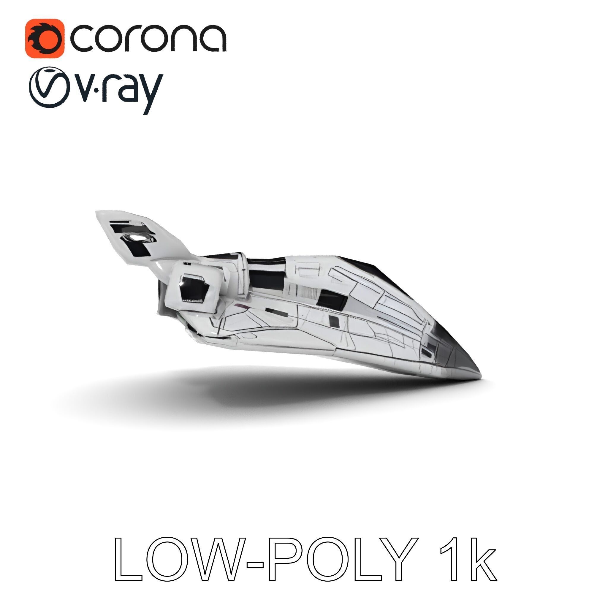 Futuristic Spacecraft Model Pack with Detailed Textures Low-poly 3D model_13