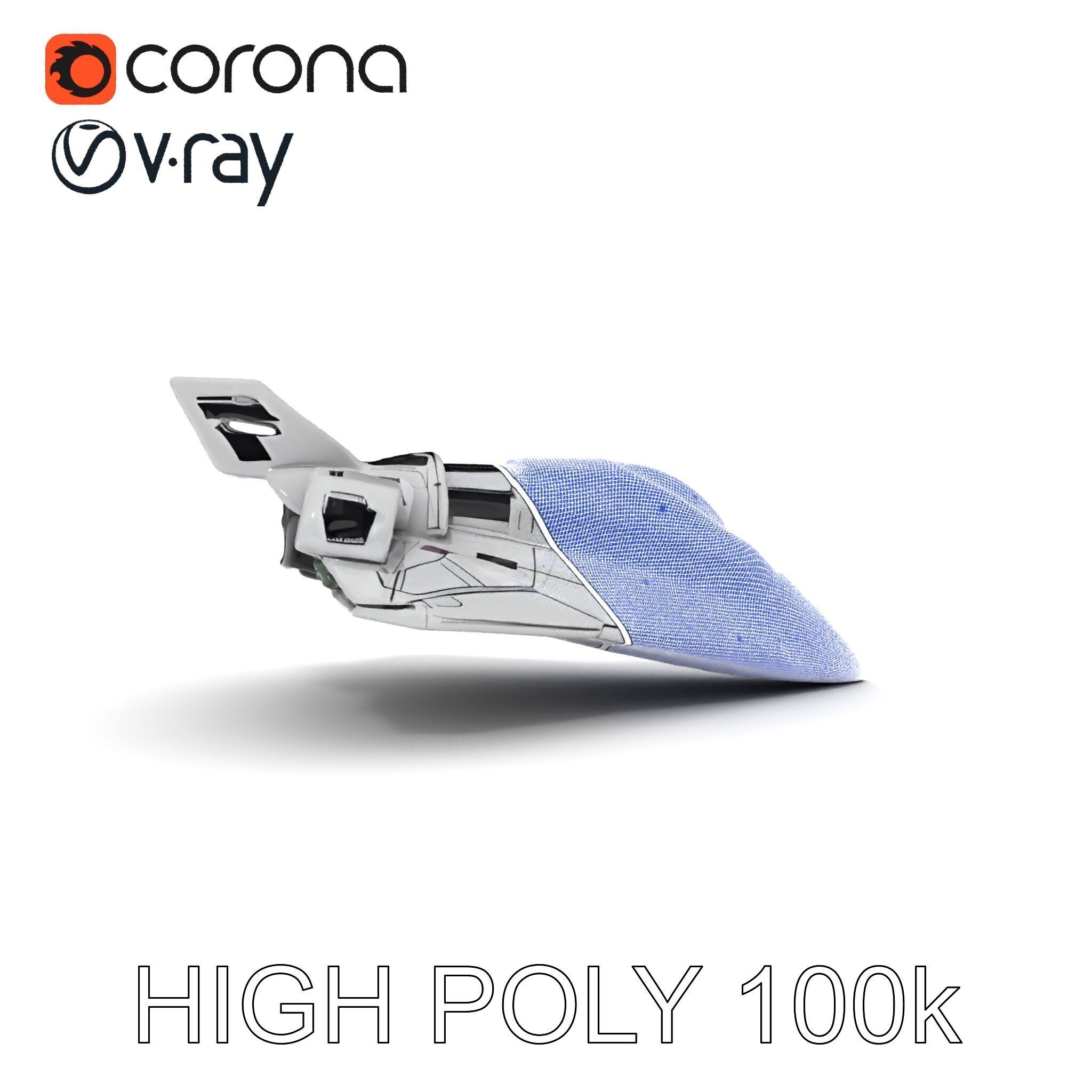 Futuristic Spacecraft Model Pack with Detailed Textures Low-poly 3D model_8