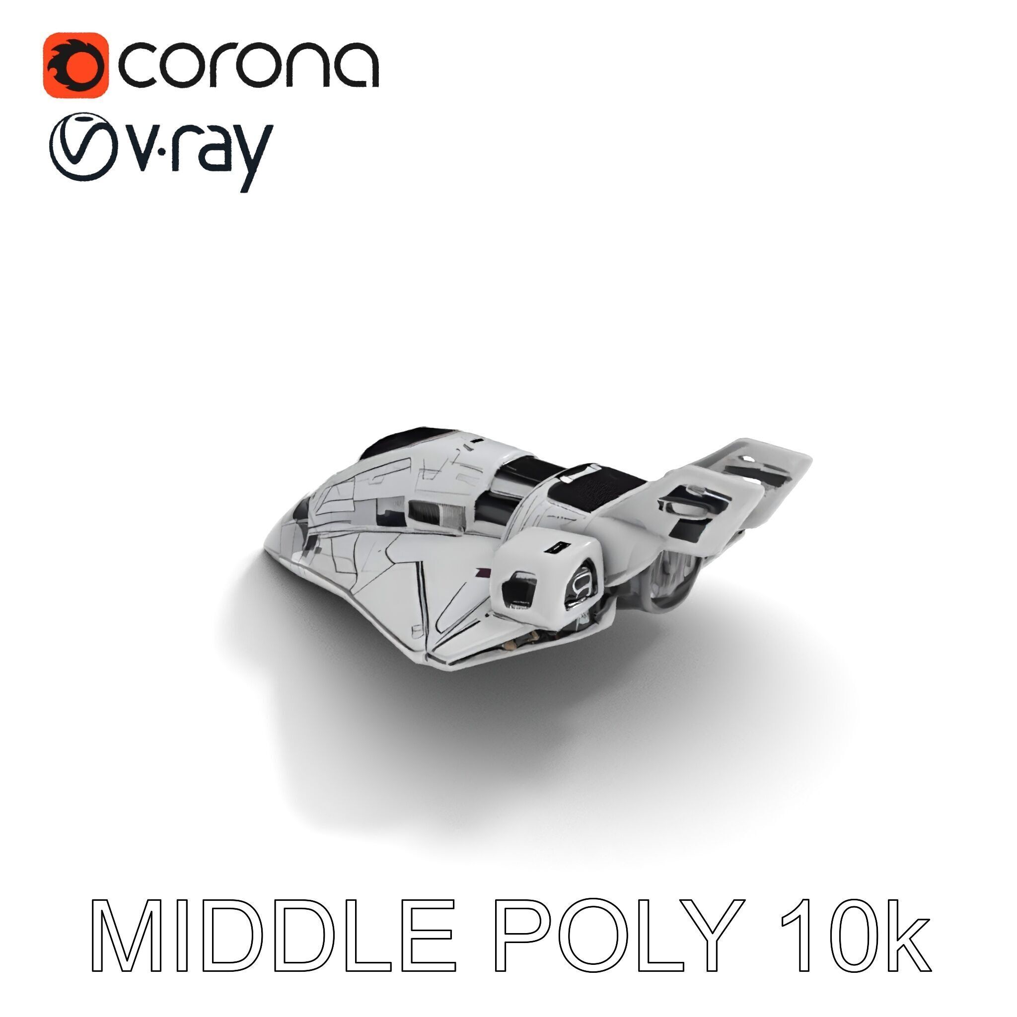 Futuristic Spacecraft Model Pack with Detailed Textures Low-poly 3D model_32